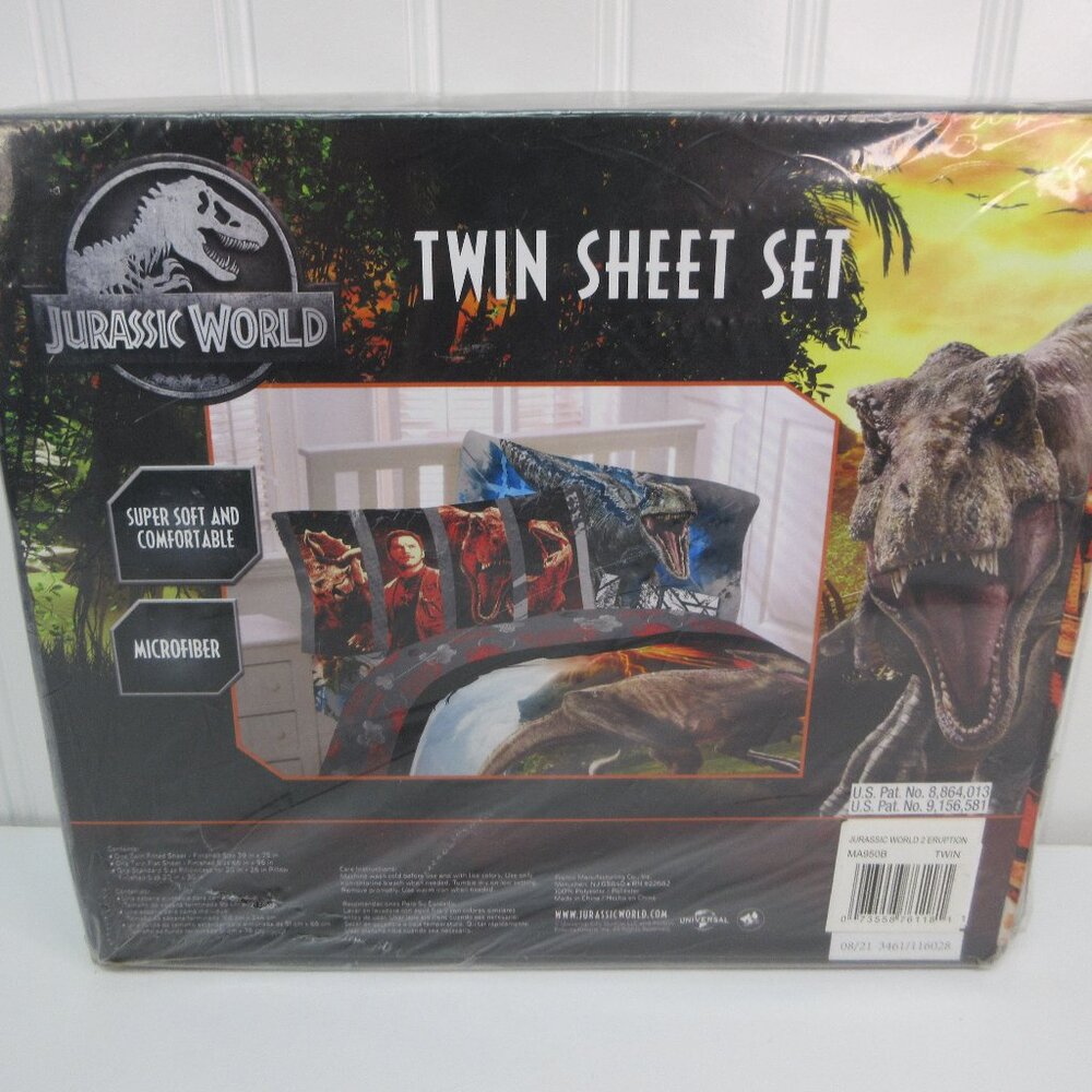 Jurassic World 2 Eruption Kids Twin Sheet Set Microfiber 3pcs Gray